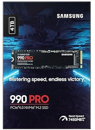 Samsung 990 Pro 4TB M.2 NVMe PCIe 4.0 SSD – 7.450 MB/s Lesen, 6.900 MB/s Schreiben, 4GB Cache, 2.400 TBW, AES 256-Bit, TRIM, Dynamic Thermal Guard Samsung 990 Pro 4TB M.2 NVMe PCIe 4.0 SSD – 7.450 MB/s Lesen, 6.900 MB/s Schreiben, 4GB Cache, 2.400 TBW, AES 256-Bit, TRIM, Dynamic Thermal Guard